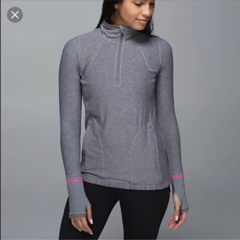 Lululemon Pace Pusher Half Zip Pullover in Heather Gray Size 8 - Picture 1 of 9